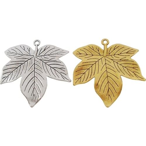 5 x Antique Silver/Gold Color Large Maple Leaf Charms Pendants for Necklace Jewellery Making 59x58mm