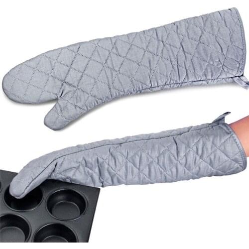 58cm Non-Slip Microwave Oven Gloves Creative Long Mitt Kitchen Glove for BBQ Heat-Resistant Cotton Cooking Barbecue Baking Tools