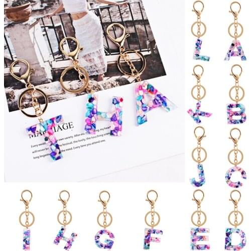 Alphabet English 26 Letters Keychain Colorful Pendant Acrylic Handbag Charms Woman Girls Temperament Wild Jewelry Gift