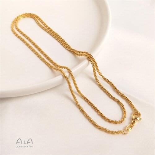 60cm long necklace 14K Gold Filled twist chain Caterpillar Chopin chain sweater chain DIY pendant long chain
