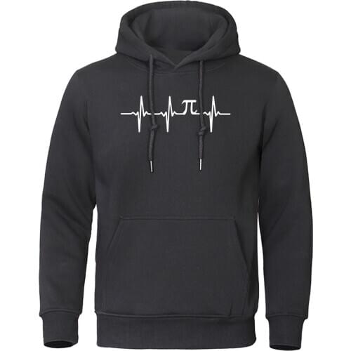 Electrocardiogram Graphic Hoodies Autumn Winter Sweatshirt Simple Fleece Hoody Men Funny Hip Hop Pullover Harajuku Streetwear