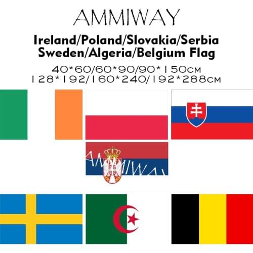 AMMIWAY Any Size Ireland Poland Slovakia Serbia Sweden Algeria Belgium Single Double National World Country Flags and Banners