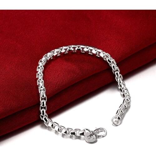 Hot sale fashion 925 sterling silver Bracelet for woman fine 4MM Round lattice chain Wedding party Gift Street all-match jewelry