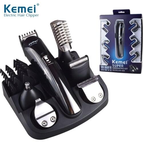 Kemei 6 In 1 Hair Trimmer For Men Multifunctional Hair clipper Rechargeable Titanium Cutter Shaver Beard Shaving Machine KM-600