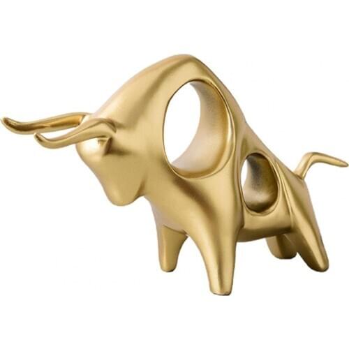 Creative Nordic Style Ox Shape Resin Crafts Fortune Luck Desktop Ornaments Home Decor New Year Gift