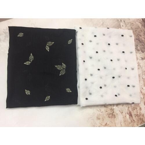 2019 Fashion Leaf Embroidery Lurex Scarves Shawls Beautiful Cotton Polka Muslim Muffler Hijab Wrap 2 Design 10pcs/LOT Wholesale