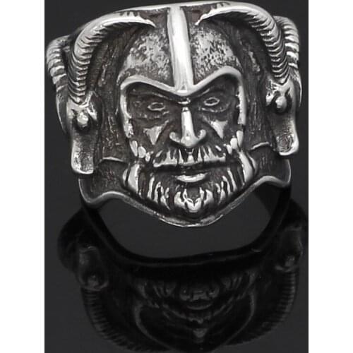 Men 316L Stainless steel nordic viking thor with goat amulet ring
