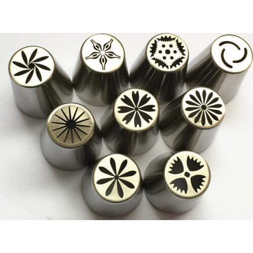 2016 New 9PCS/SET Big Size Russian Tulip Stainless Steel Icing Piping Nozzles Tips Russia Nozzl DIY Stainless Pastry Tips