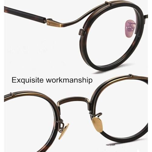 Japanese Delicate Retro Round Glasses Frame Men Top Quality Vintage Prescription Eyewear Acetate Titanium Eyeglasses Women