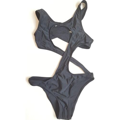 Wholesale Lingerie Style Black Female One Piece Swimsuit Trikinis Hollow Out Swimwear Bathing Suits Bandage Women Swimming Wears