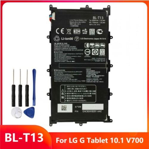 Original Replacement Tablet Battery BL-T13 For LG G Tablet 10.1 V700 BLT13 Genuine Rechargable Batteries 8000mAh With Free Tools