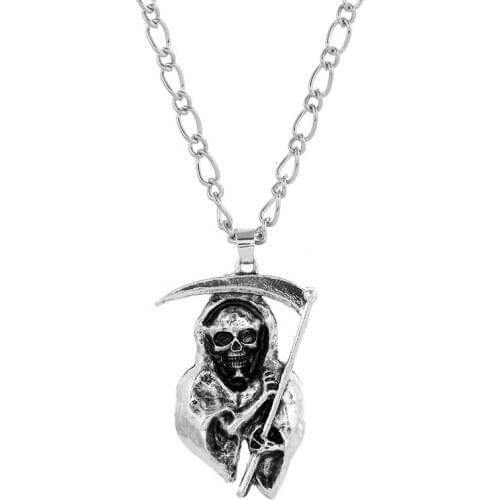 Retro Fashion Cool Exaggerated Necklace for Women Men New Simple Fashion Vintage Skull Skeleton Sickle Chains Necklaces N57