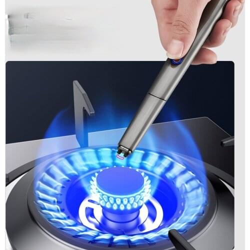 Arc Pulse Ignition Gun Metal Windproof Usb Rechargeable Igniter LED Emergency Lighting Soplete Cocina Safe and Convenience