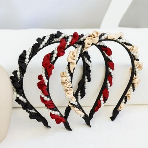 Fashion Lady Twist Wrapped Pearl Headband Cloth Headwrap Women Hair Band Hoop Versatile Headband Accessories
