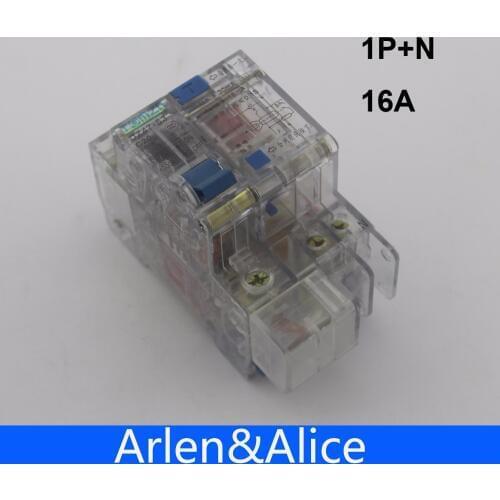 Transparent 1P+N 16A 230V~ 50HZ/60HZ Residual current Circuit breaker with over current and Leakage protection RCBO