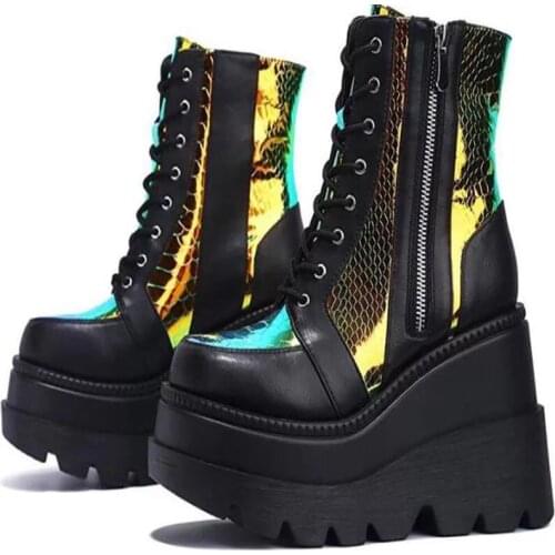 Qian eu love Women's Wedge Ankle Boots