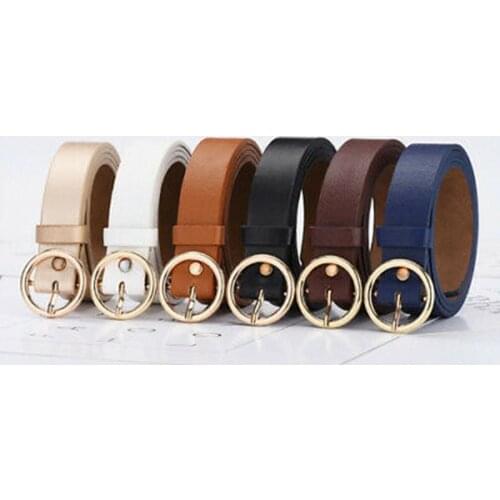 New Fashion Womens Belt Classic Vintage Rould Bucklt Solid Colors Leather Waistband Wide Belts Streetwear Round Belts