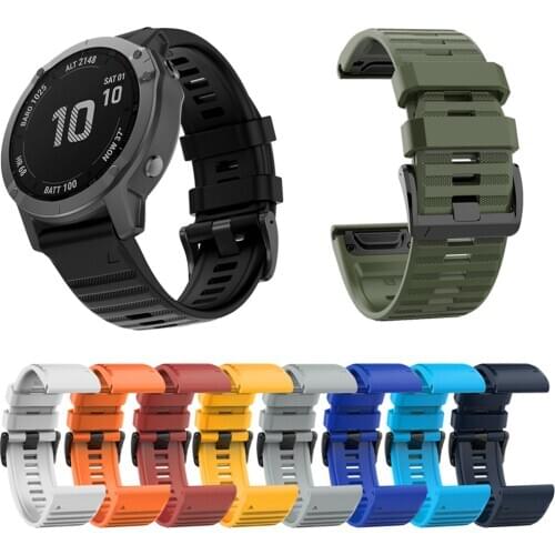 26mm Silicone Wristband Strap for Garmin Fenix6X/Fenix5X/FeniX3 HR/Sapphire/D2/Descent MK1/Tactix Bravo Smart Watch Watchband