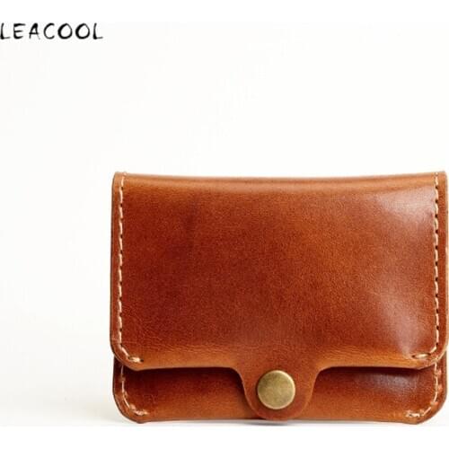 Handmade Mini Card Id Holders Cowhide Leather Credit Card Holder Man Women Business Cardholder Wallet Porte Carte Case Protect