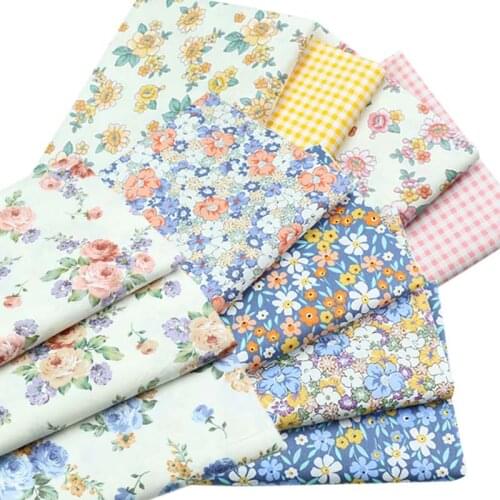 100% Cotton Twill Retro Vintage BEIGE Orange Purple Pink Rose Flower Floral Fabric for DIY Dress Skirt Apparel Patchwork Decor