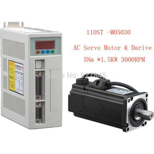 1 Set AC SERVO MOTOR 5.0N.M 1.5KW WITH DRIVER AND CABLE 110ST-M05030