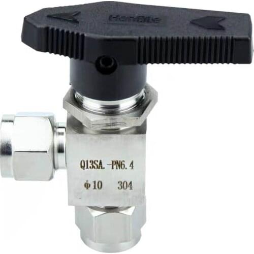 Double Ferrule Tube Ball Valve Stainless Steel SS 304 Pipe OD 6 8 10mm 1/4 3/8 Right Angle Globe valve