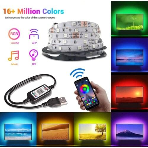 LED Light Strips Bluetooth-compatible USB LED Strip Light 5050 SMD DC 5V RGB Flexible LED Lamp Tape Luminous String Decoration