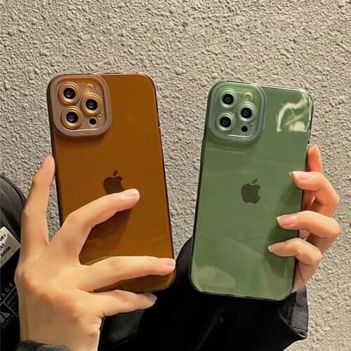 Thick Shockproof Silicone Phone Case For iPhone 12 11 Pro Xs Max Camera Protection Case For iPhone X Xr SE 7 8 Plus Brown Cover