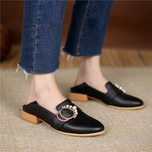 Black 2cm Square Heel Casual Shoes for Women Low Heel Pumps Office Casual Shoes Female Spring High Quality Size 46 47 48