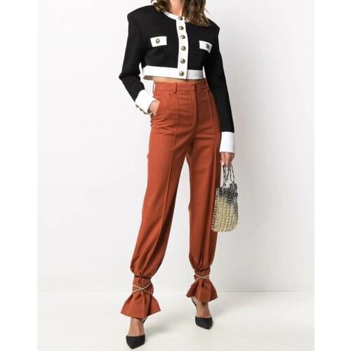 High quality 2020 autumn/winter new female jacket jacket round neck lion button all-match knitted short cardigan jacket