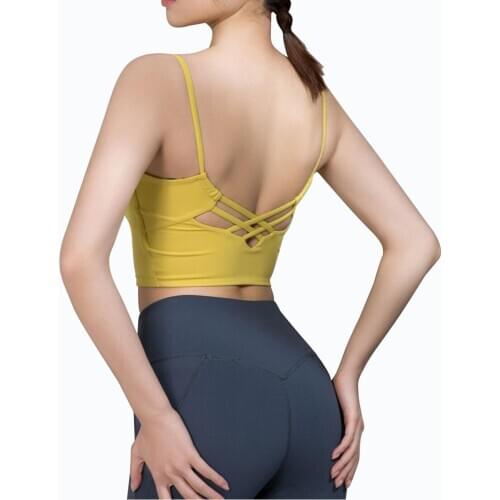 V Back Women Sports Bra Top Yoga Vest Bras Padded Vest Gym Workout Camisole Dance