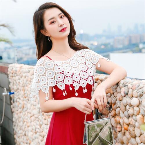 New Fashion Summer Women White Tassel Kintted Wraps Lace Wrap Bolero Accessories Elegant Lady Hollow Out Shawl Capes Coats WZ910