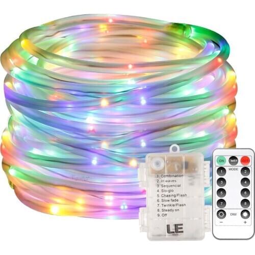 10 meters 100LED copper line pipe light 8 mode waterproof remote control battery box rainbow tube decorative light string