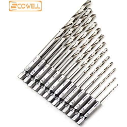 30% Off 13pcs HSS Drill Bit Set 1/4 Hex Shank 1.5-6.5mm Free Ship HSS Twist Drill Bits Set for Power tools cordless screwdriver