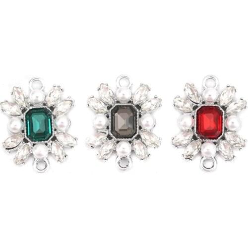 8Seasons Fashion Zinc Based Alloy Connectors Heart Light Golden White Cats Eye Imitation Clear Rhinestone DIY Charms, 5 PCs