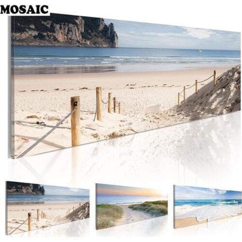 Large diy Diamond Painting Cross Stitch"Seaview Mediterranean Blue Water Sea Beach Scenery"Diamond Mosaic Embroidery Rhinestones