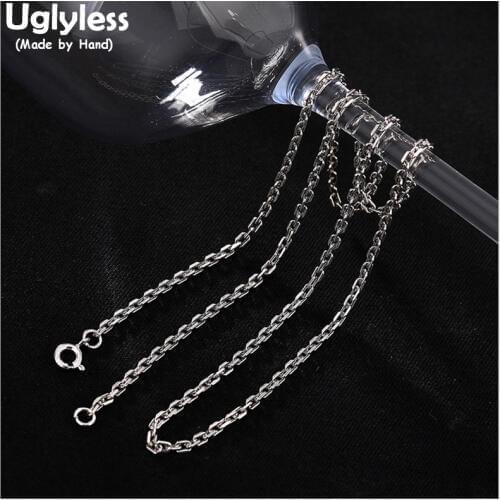 Uglyless Real S 925 Sterling Silver 2.5MM Chains Necklace without Pendant Women Handmade Chokers Men Fine Jewelry Unisex Collier