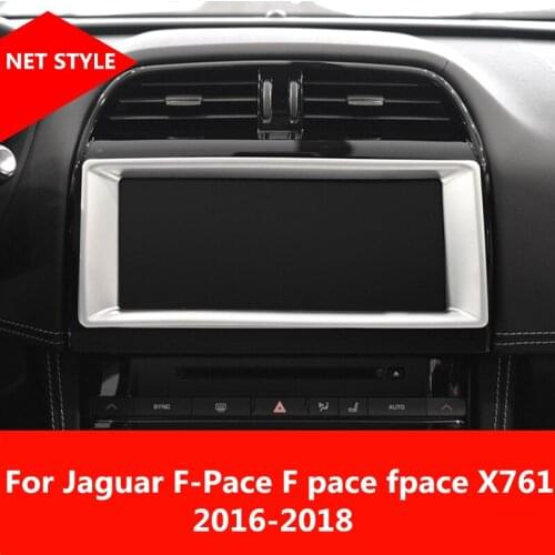 Stainless steel Center Console Navigation frame decoration cover trim Accessories For Jaguar F-Pace F pace fpace X761 2016-2018