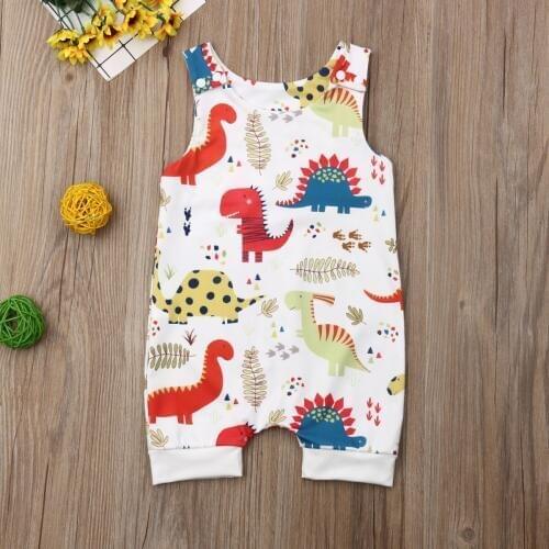 2020 Baby Summer Clothing Newborn Infant Baby Boy Girl Cotton Dinosaur Romper Jumpsuit Clothes Outfits Colorful Sunsuit 0-24M