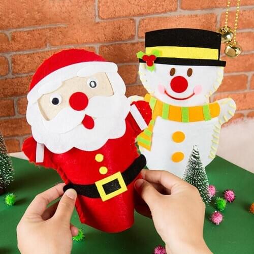 Children DIY Handmade Cloth Puppets Free Cutting Paste Sewing Xmas Decoration