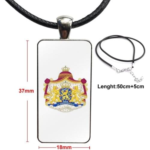 For Girls Netherlands National Flag Emblem Fashion Glass Cabochon Pendant Rectangle Necklace Choker Necklace Jewelry