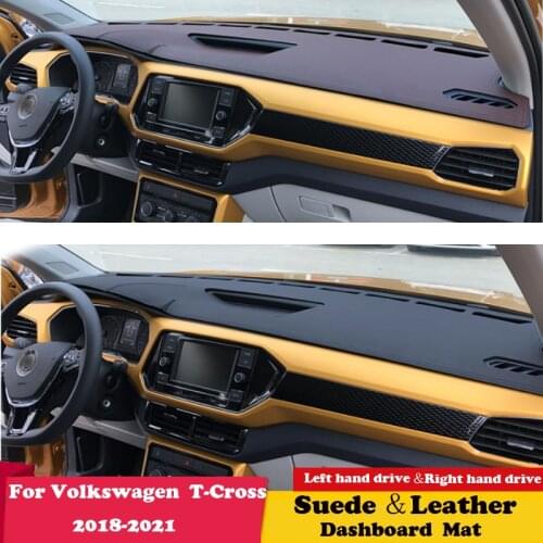 For Volkswagen Vw T-Cross Tcross 2018 2019 - 2021 T Cross Leather Dashmat Dashboard Cover Pad Dash Mat Carpet Accessories Suede