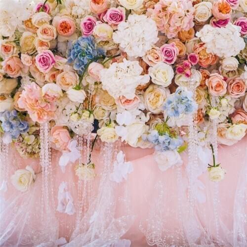 Laeacco Flowers Beadings Curtain Scene Portrait Baby Photography Backgrounds Custom Photographic Backdrops For Home Photo Studio