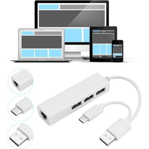 Hot Sale USB Hubs Delicate Texture 3 Ports Type C to Gigabit Ethernet Network USB 2.0 Hub USB Splitter for Macbook