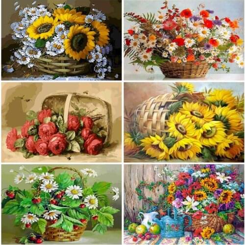 PhotoCutom Oil Painting By Numbers For Adult Flowers vase DIY Scenery Paint By Numbers On Canvas Frameless Home Decor Wall Art