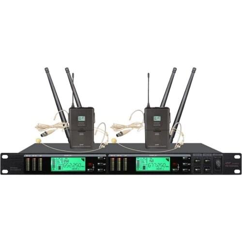 Bolymic Condenser Microphone True Diversity uhf Digital Dual Lavalier handheld UHF Wireless Microphone Headset Microphone