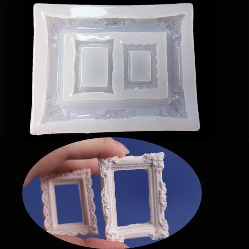 Square Cameo Photo Frame Mold DIY Concrete Cement Clay Plaster Crafts Decorative Resin Mould Handmade Making Silicone Molds Tool