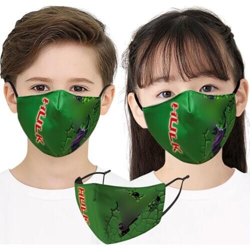 HOT Fashion Keep Warm Girls Boys Mouth Masks Hero-Hulk Cosplay Dustproof Breathable Kids Party Mask Face Protection Sports