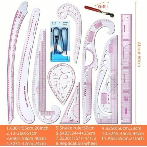 Multi-function Sewing Ruler Curve Ruler Clothing Sample Garment Cut Cutting Pattern Making Metric Yardstick Drawing Tailor Tools