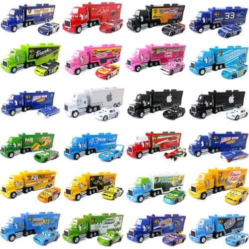 Disney Pixar Cars 26 Styles 2pcs Lightning McQueen Mack Truck Jimmy The King 1:55 Diecast Metal Alloy Model Toys Cars For Kids